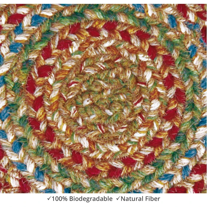 Homespice Decor Jute Braided Accessories Azalea Multi 240021PS 8 in. Set of 3 Round Rug