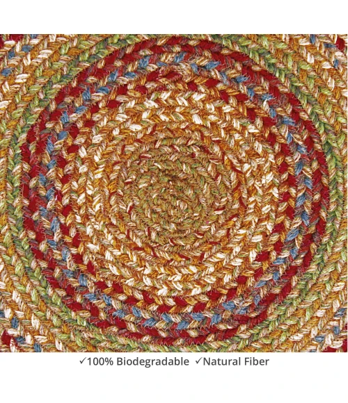 Homespice Decor Jute Braided Accessories Azalea Multi 240039PS 15 in. Set of 2 Round Rug