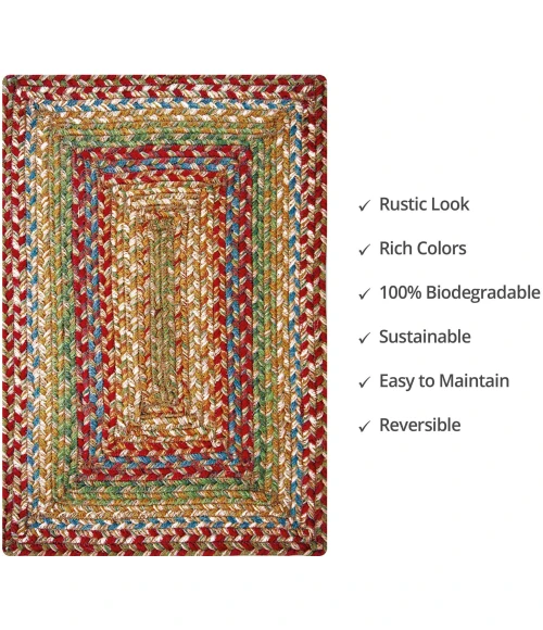 Homespice Decor Jute Braided Accessories Azalea Multi 240069PS 13 in. X 19 in. Set of 4 Rect Rug