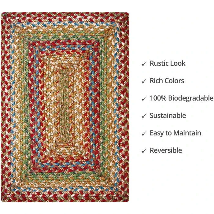 Homespice Decor Jute Braided Accessories Azalea Multi 240069PS 13 in. X 19 in. Set of 4 Rect Rug