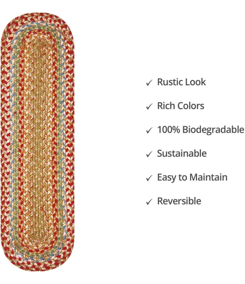 Homespice Decor Jute Braided Accessories Azalea Multi 240129PS 8 in. X 28 in. Set of 13 Oval Rug