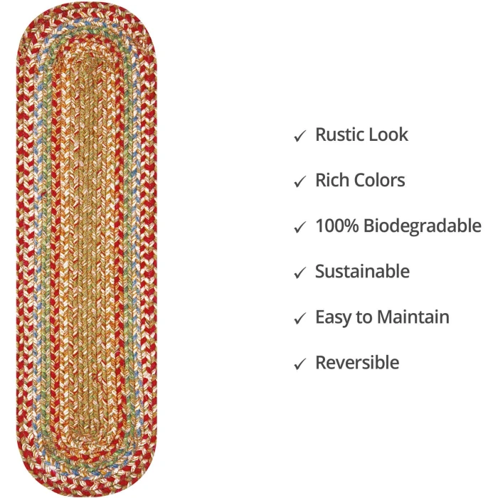 Homespice Decor Jute Braided Accessories Azalea Multi 240129PS 8 in. X 28 in. Set of 13 Oval Rug