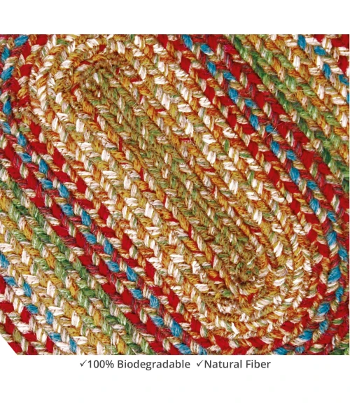 Homespice Decor Jute Braided Accessories Azalea Multi 240129PS 8 in. X 28 in. Set of 13 Oval Rug