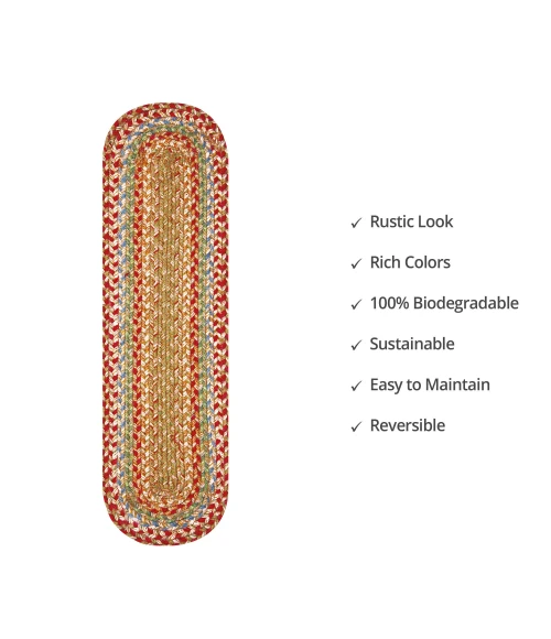 Homespice Decor Jute Braided Accessories Azalea Multi 571144 11 in. X 36 in. Oval Rug