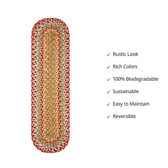 Homespice Decor Jute Braided Accessories Azalea Multi 571144 11 in. X 36 in. Oval Rug