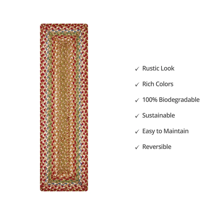Homespice Decor Jute Braided Accessories Azalea Multi 572141 11 in. X 36 in. Rect Rug