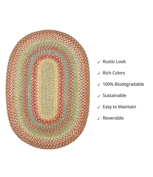 Homespice Decor Jute Braided Azalea Multi 505149 6 ft. X 9 ft. Oval Rug