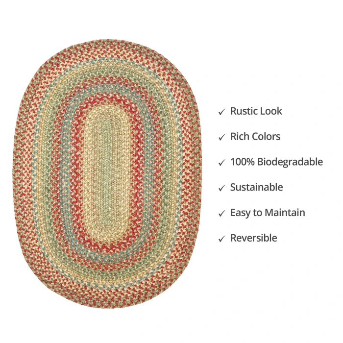 Homespice Decor Jute Braided Azalea Multi 501141 20 in. X 30 in. Oval Rug