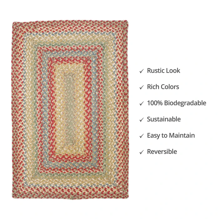Homespice Decor Jute Braided Azalea Multi 516145 8 ft. X 10 ft. Rect Rug