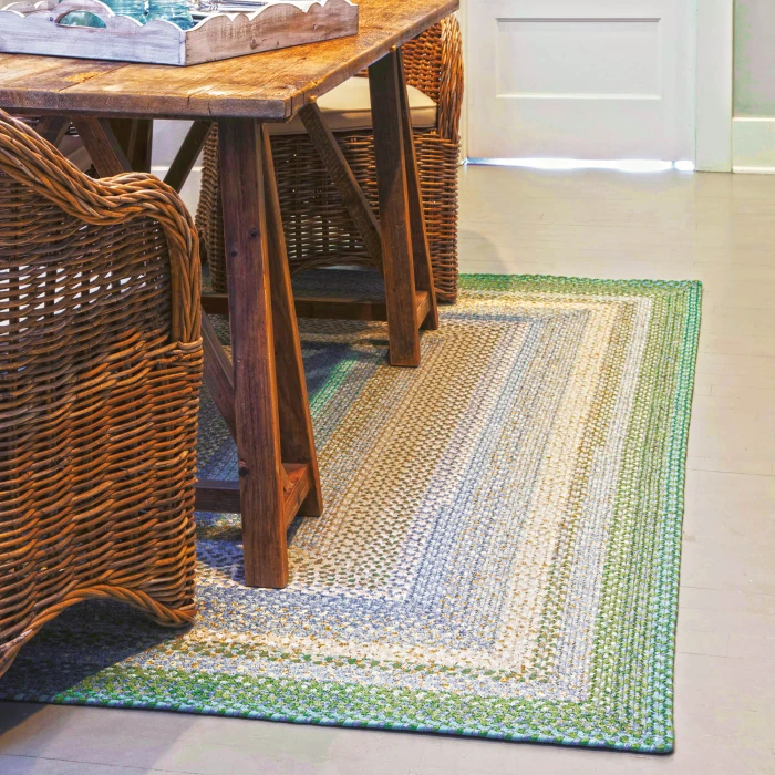 Homespice Decor Cotton Braided Baja Blue 403285 4 ft. X 6 ft. Oval Rug