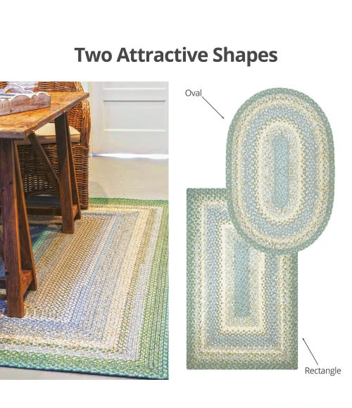 Homespice Decor Cotton Braided Baja Blue 403285 4 ft. X 6 ft. Oval Rug