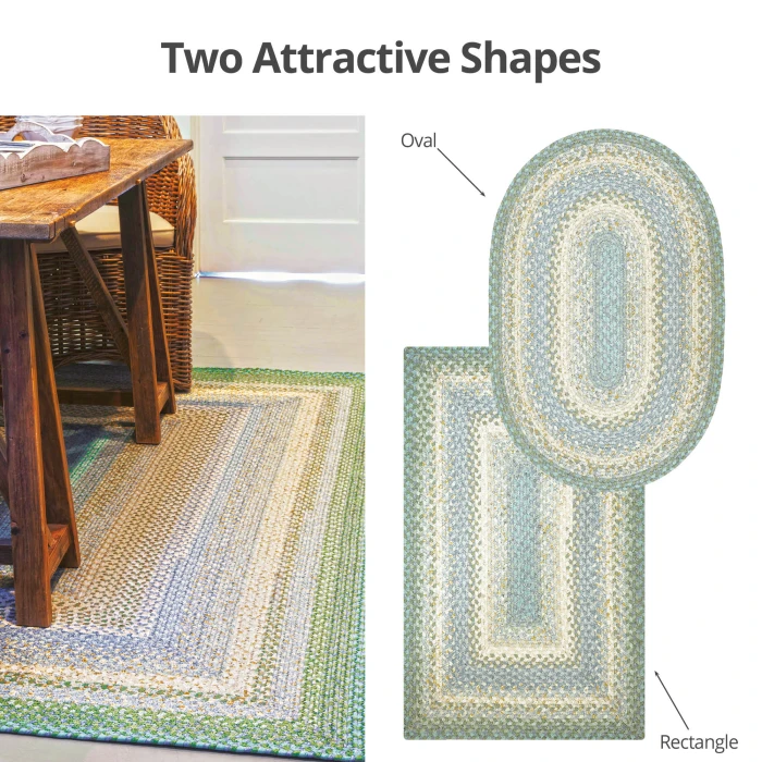 Homespice Decor Cotton Braided Baja Blue 403285 4 ft. X 6 ft. Oval Rug