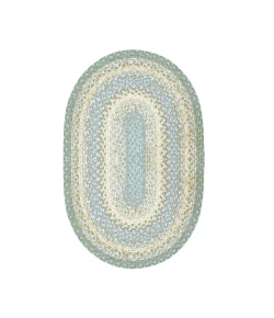 Homespice Decor Cotton Braided Baja Blue 403285 4 ft. X 6 ft. Oval Rug
