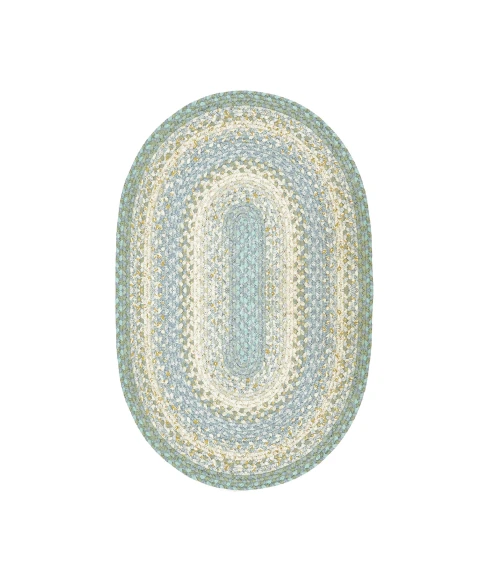 Homespice Decor Cotton Braided Baja Blue 403285 4 ft. X 6 ft. Oval Rug