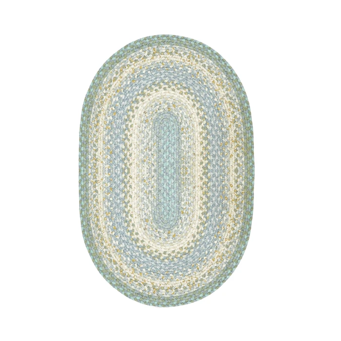 Homespice Decor Cotton Braided Baja Blue 403285 4 ft. X 6 ft. Oval Rug