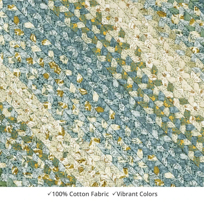 Homespice Decor Cotton Braided Baja Blue 403285 4 ft. X 6 ft. Oval Rug