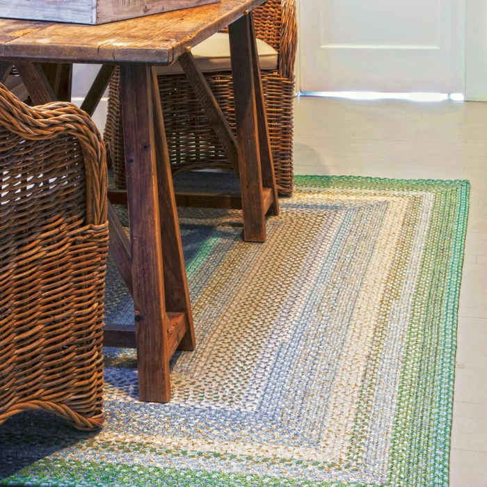 Homespice Decor Cotton Braided Baja Blue 416285 8 ft. X 10 ft. Rect Rug