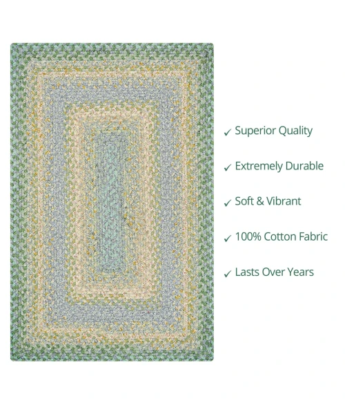 Homespice Decor Cotton Braided Baja Blue 413284 4 ft. X 6 ft. Rect Rug
