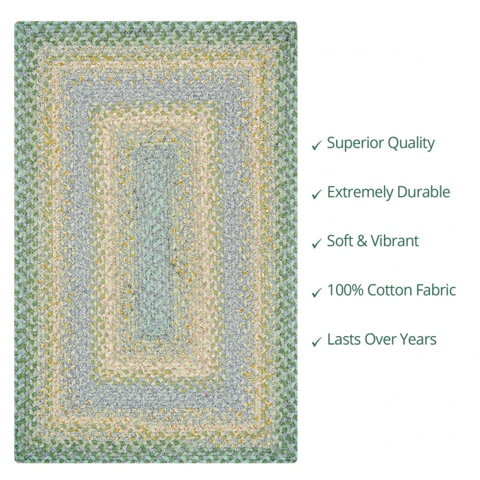 Homespice Decor Cotton Braided Baja Blue 414281 5 ft. X 8 ft. Rect Rug