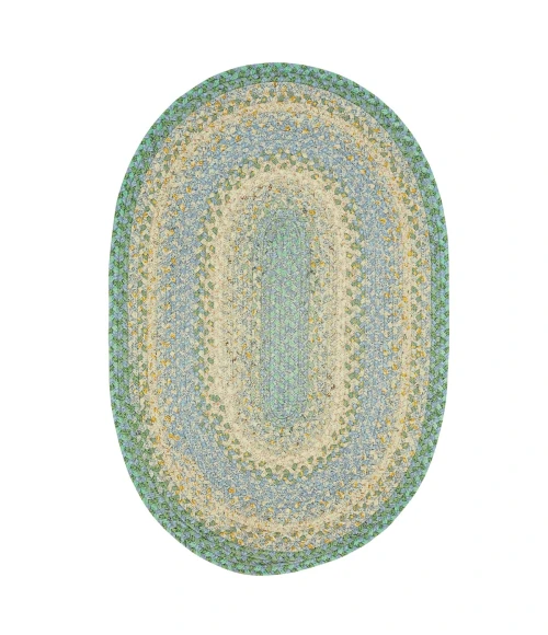 Homespice Decor Cotton Braided Baja Blue 453280 20 in. X 30 in. Oval Rug