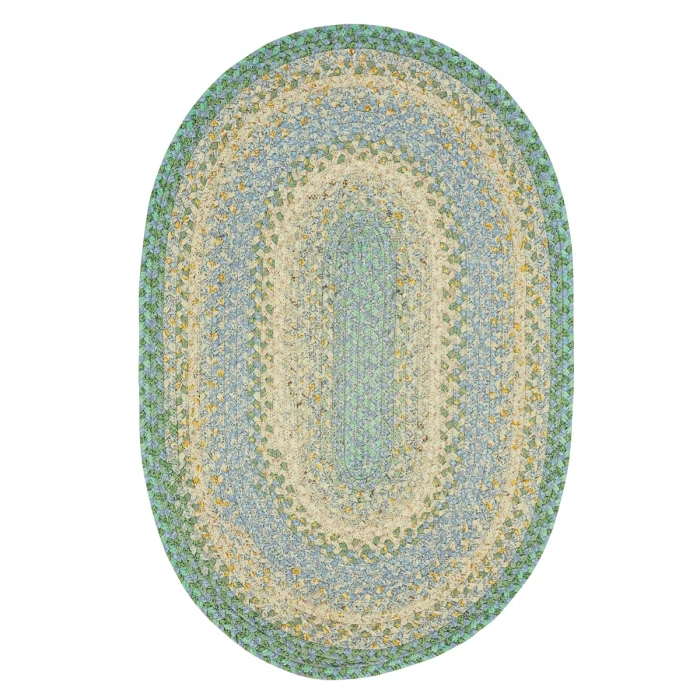 Homespice Decor Cotton Braided Baja Blue 453280 20 in. X 30 in. Oval Rug
