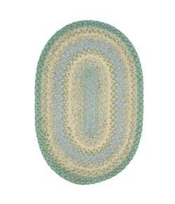 Homespice Decor Cotton Braided Baja Blue 400284 27 in. X 45 in. Oval Rug