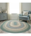 Homespice Decor Cotton Braided Baja Blue 403285 4 ft. X 6 ft. Oval Rug