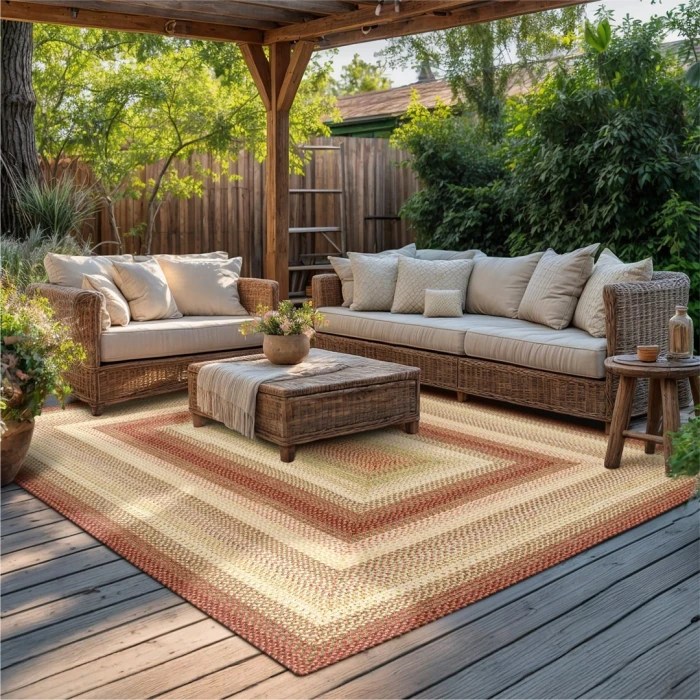 Homespice Decor Ultra Durable Braided Barcelona Red 322159 20 in. X 30 in. Rect Rug