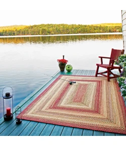 Homespice Decor Ultra Durable Braided Barcelona Red 300157 27 in. X 45 in. Oval Rug