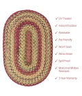 Homespice Decor Ultra Durable Braided Barcelona Red 300157 27 in. X 45 in. Oval Rug