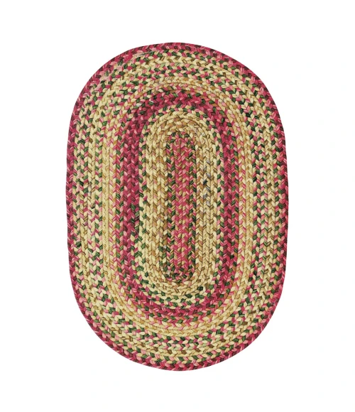 Homespice Decor Ultra Durable Braided Barcelona Red 300157 27 in. X 45 in. Oval Rug