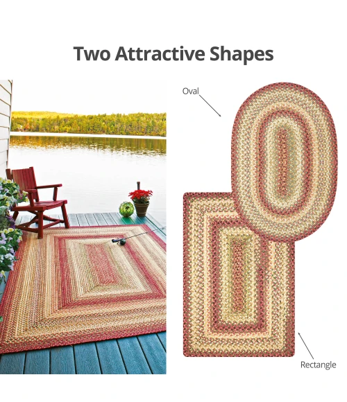 Homespice Decor Ultra Durable Braided Barcelona Red 303158 4 ft. X 6 ft. Oval Rug