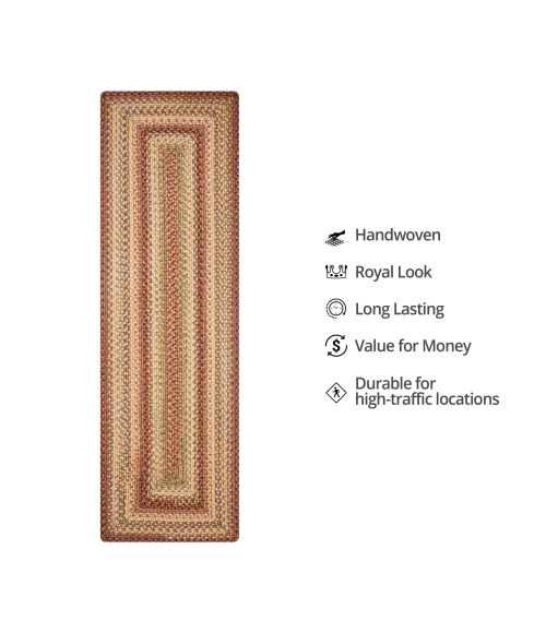 Homespice Decor Ultra Durable Braided Barcelona Red 329158 22 in. X 72 in. Rect Rug