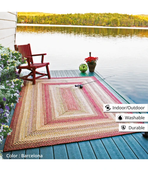 Homespice Decor Ultra Durable Braided Barcelona Red 303158 4 ft. X 6 ft. Oval Rug