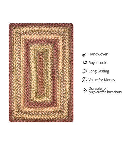 Homespice Decor Ultra Durable Braided Barcelona Red 314154 5 ft. X 8 ft. Rect Rug