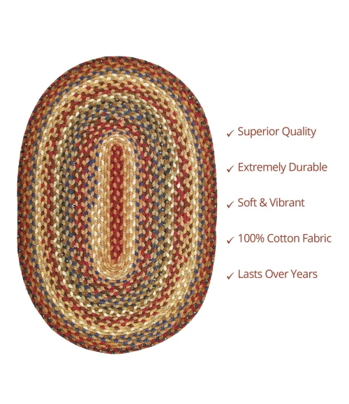 Homespice Decor Cotton Braided Biscotti Brown 453242 20 in. X 30 in. Oval Rug