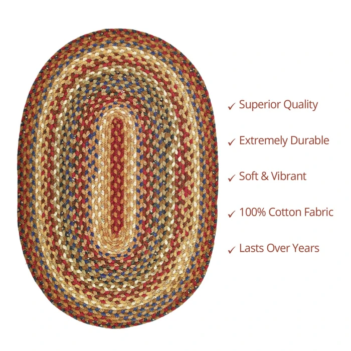 Homespice Decor Cotton Braided Biscotti Brown 400246 27 in. X 45 in. Oval Rug