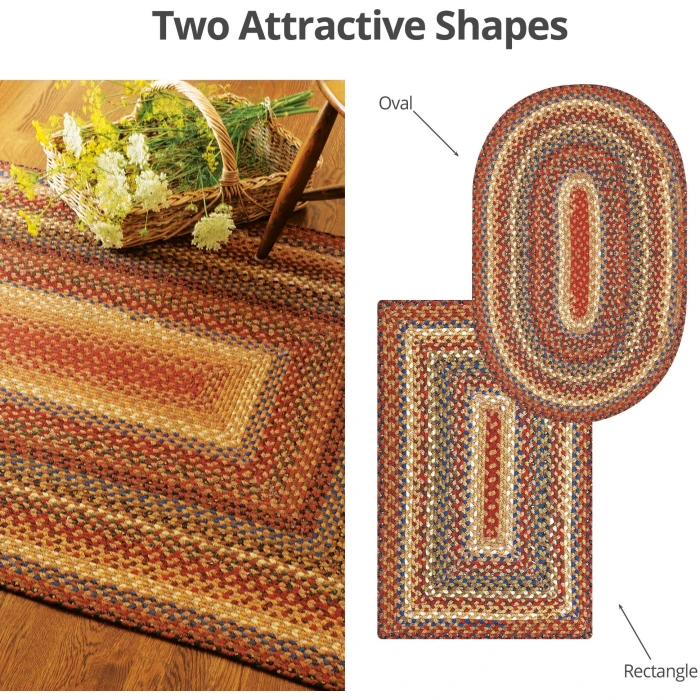 Homespice Decor Cotton Braided Biscotti Brown 403247 4 ft. X 6 ft. Oval Rug