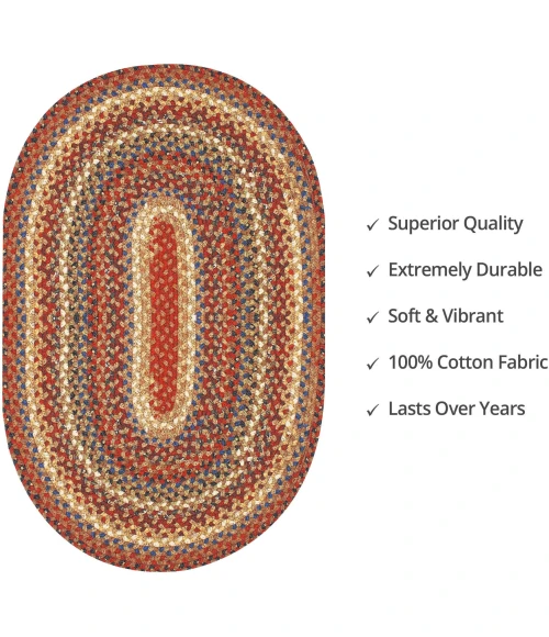 Homespice Decor Cotton Braided Biscotti Brown 405241 6 ft. X 9 ft. Oval Rug
