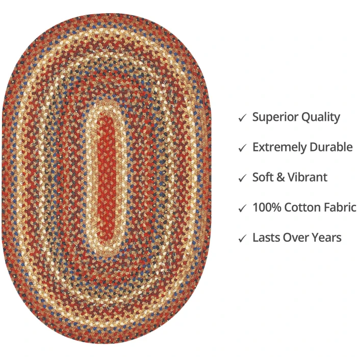 Homespice Decor Cotton Braided Biscotti Brown 403247 4 ft. X 6 ft. Oval Rug
