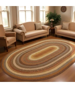 Homespice Decor Cotton Braided Biscotti Brown 404244 5 ft. X 8 ft. Oval Rug