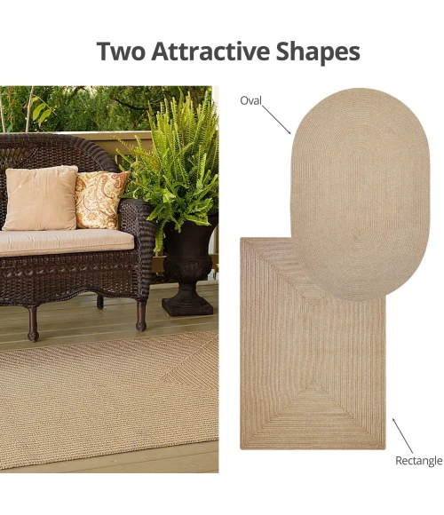 Homespice Decor Ultra Durable Braided Biscuit Tan 313676 4 ft. X 6 ft. Rect Rug