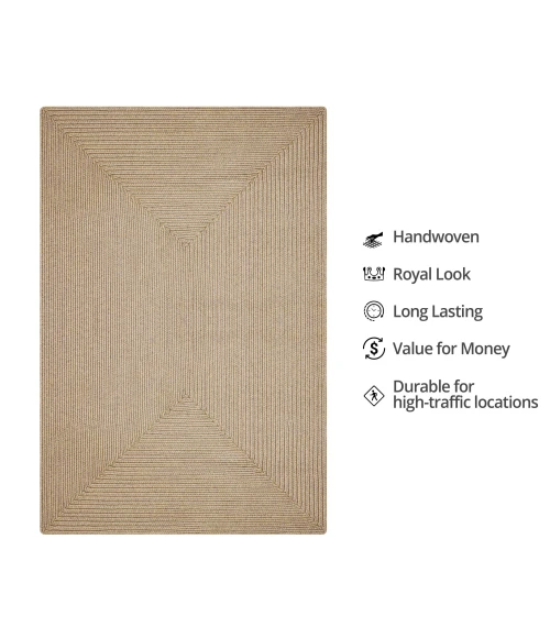 Homespice Decor Ultra Durable Braided Biscuit Tan 313676 4 ft. X 6 ft. Rect Rug
