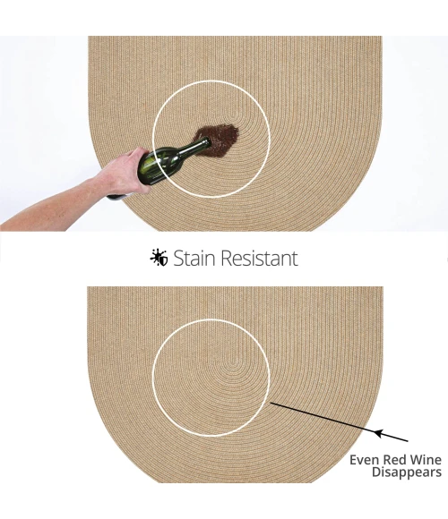 Homespice Decor Ultra Durable Braided Biscuit Tan 306678 8 ft. X 10 ft. Oval Rug