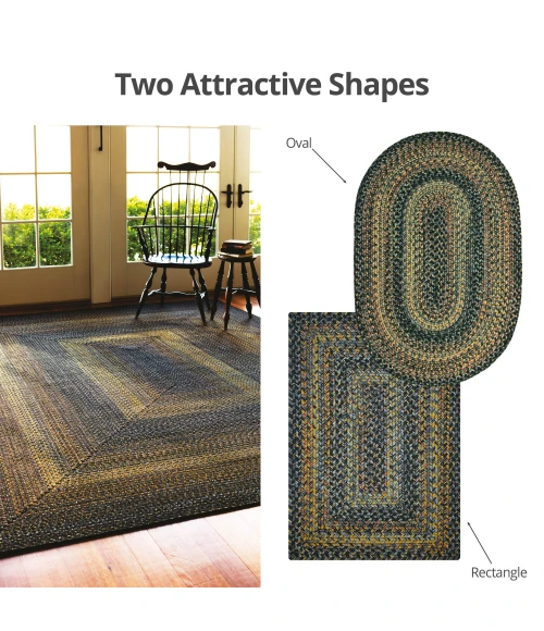 Homespice Decor Ultra Durable Braided Black Forest Black 303028 4 ft. X 6 ft. Oval Rug