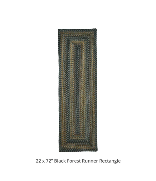 Homespice Decor Ultra Durable Braided Black Forest Black 329028 22 in. X 72 in. Rect Rug