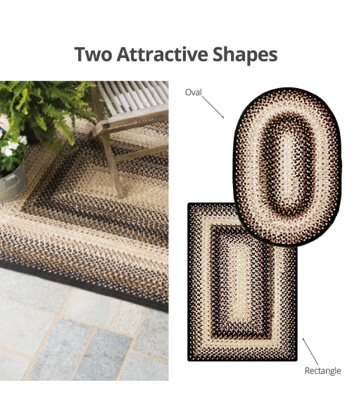 Homespice Decor Ultra Durable Braided Black Mist Black 303080 4 ft. X 6 ft. Oval Rug