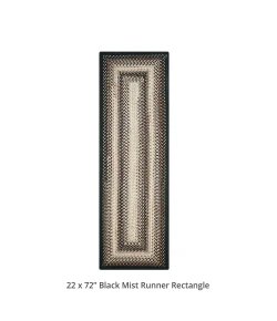 Homespice Decor Ultra Durable Braided Black Mist Black 329080 22 in. X 72 in. Rect Rug