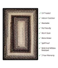 Homespice Decor Ultra Durable Braided Black Mist Black 315083 6 ft. X 9 ft. Rect Rug