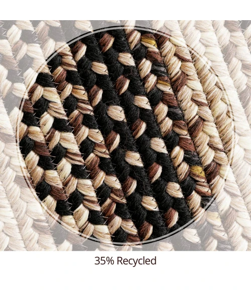 Homespice Decor Ultra Durable Braided Black Mist Black 321084 20 in. X 30 in. Oval Rug